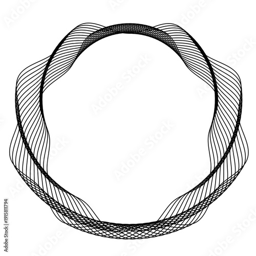 Wallpaper Mural Abstract Monochrome Wavy Line Circular Frame Torontodigital.ca