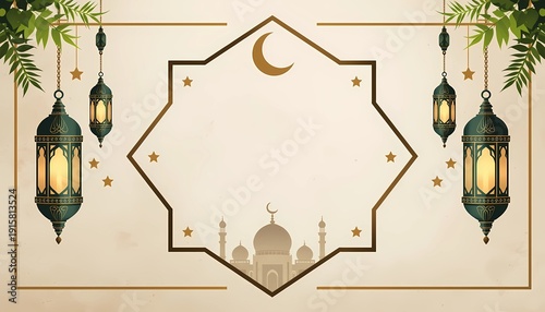 Islamic event greeting card with blank space for text