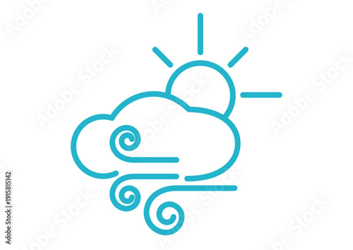 Weather Cloud with Partial Sun and Wind
