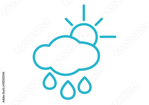 Weather Cloud with Drops of Rain and Partial Sun