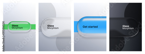 Liquid glass morphism vector design set for background. Transparent ui card element for modern graphic presentation. User interface innovation.