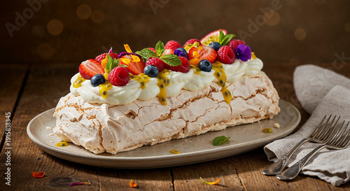 Obraz na płótnie styled pavlova meringue log