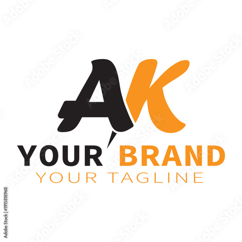 Creative letter AK logo. Modern Letter AK Logo template editable for your business.
