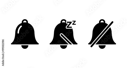 Notification bell icons: normal, sleep mode, and muted