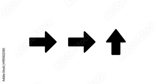 Three black arrows pointing right and up on a white background