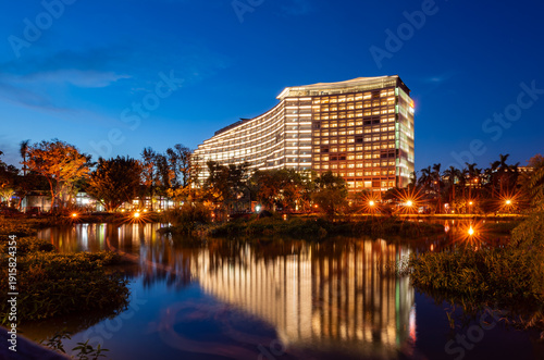 Wallpaper Mural The contemporary hotel glows with warm lights. Torontodigital.ca