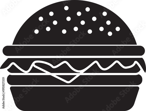 Icon of a classic hamburger with sesame seed bun