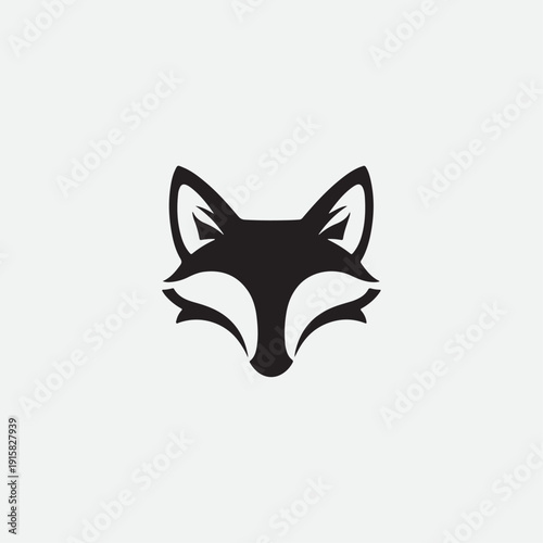 Minimalist Fox Head Logo Silhouette on White Background