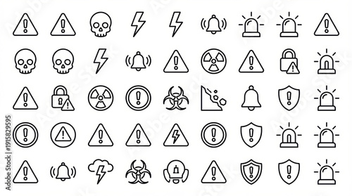 Editable warning danger alert stress anxiety symbol icon homework mental health therapy support meditation protection safety caution skull lightning biohazard Mental Health Management