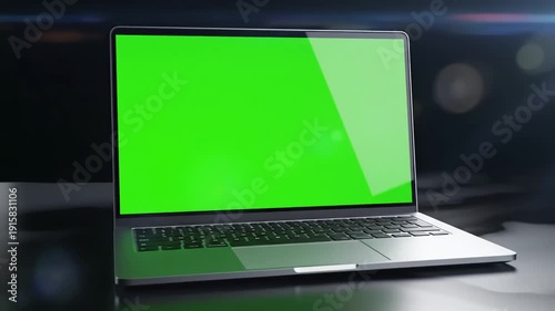 Wallpaper Mural Green Screen laptop frameless computer rotation from the top with opening display video includes a and luma matte mask easy way to replace background 4k 60fps uhd scene 2 distortion, overlay, glitch Torontodigital.ca