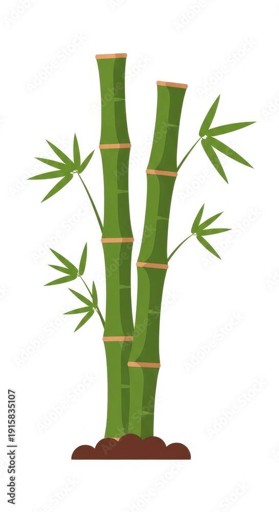 Fototapeta premium Bamboo Stems with Green Leaves.