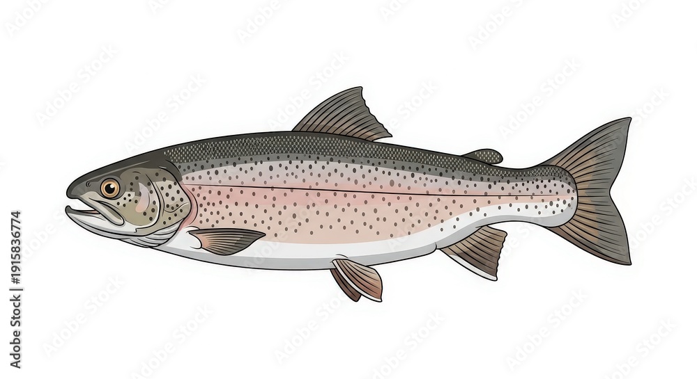 Obraz premium Detailed Illustration of Trout Fish.