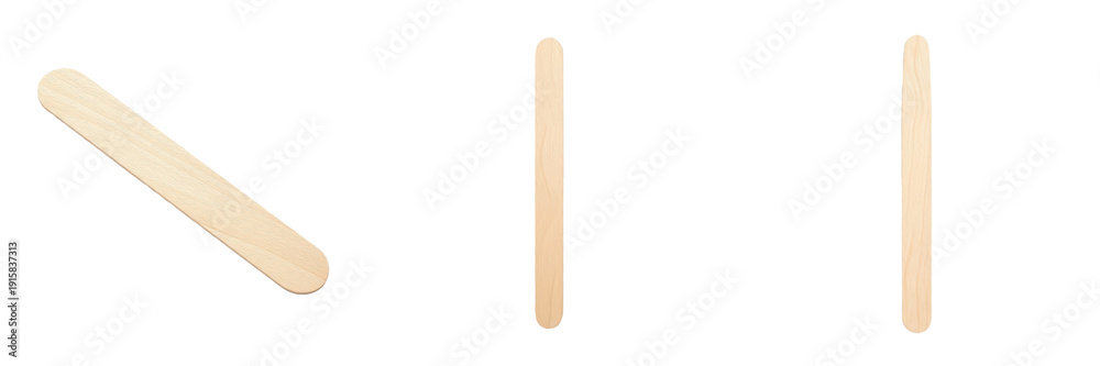 Obraz premium Tongue depressor isolated on white background, medical oral examination tool close up, disposable wooden or plastic tongue blade for dentist and doctor oral cavity inspection, dental and medical clini
