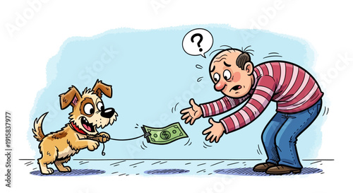 Man Being Pulled by Dog on Leash.