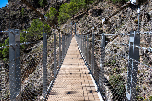 Canvastavla Empty suspension bridge perspective at El Saltillo, Spain