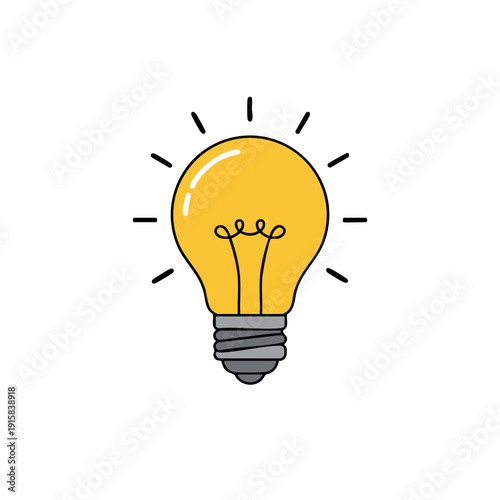 Cartoon lightbulb with radiating lines, symbolizing a bright idea