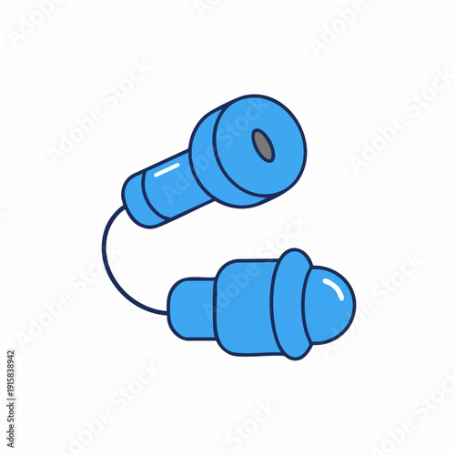 Blue silicone earplugs connected by a thin black cord, noise reduction