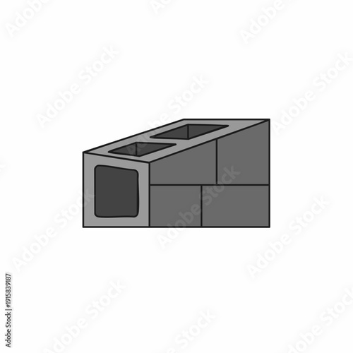 Angled Perspective of a Concrete Block Structure with Openings