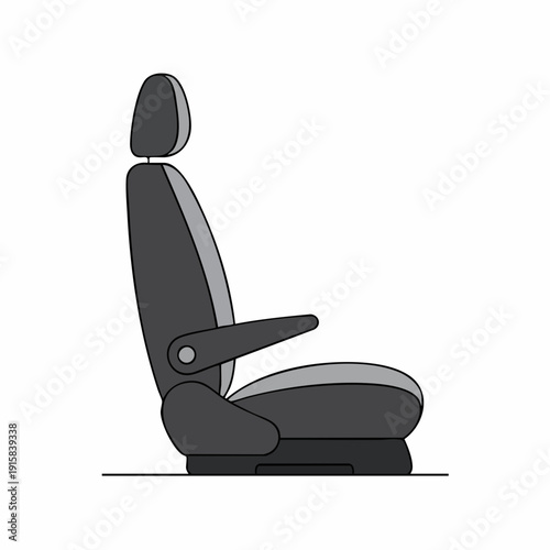 Side View of a Modern Car Seat with Armrest and Headrest