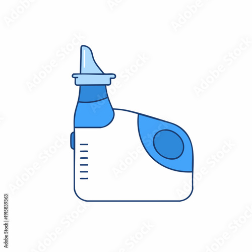 Blue and White Nasal Aspirator with Measurement Lines Illustration