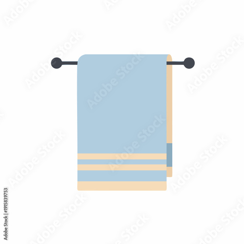Light Blue Bath Towel Hanging on a Simple Bar