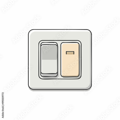 Simple, Illustrated Double Light Switch with Distinctive Color Tones