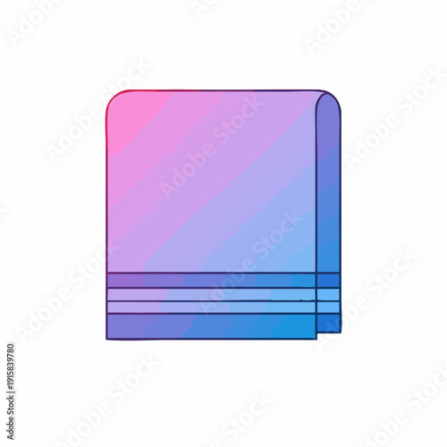 Folded gradient towel with pink, purple, and blue hues, featuring three horizontal stripes.