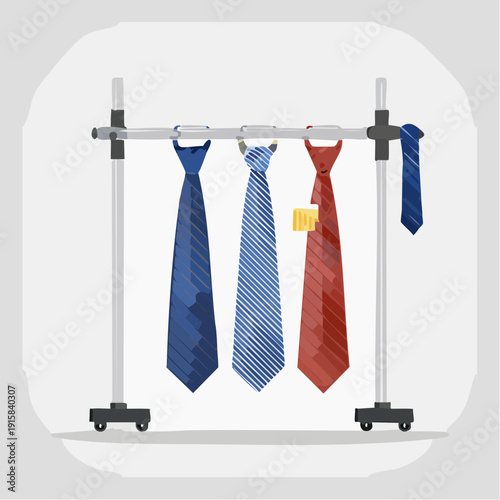 Men's ties hanging on a rack