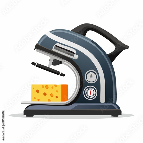 Microscope examining cheese block