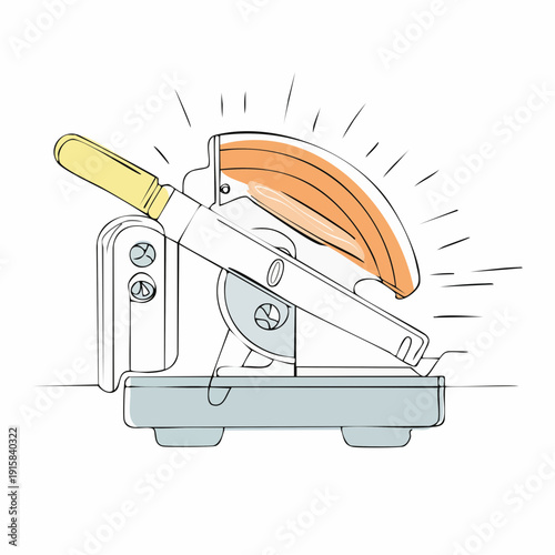 Miter saw with orange cutting blade