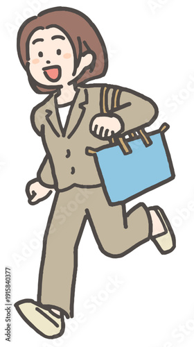 笑顔で走る若手・中堅ビジネスウーマン