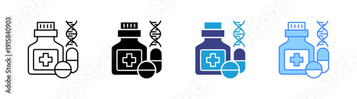 Pharmaceutical icon set multiple style collection