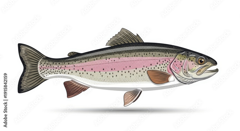 Obraz premium Rainbow Trout Fish Illustration Isolated.