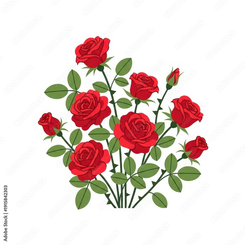 Fototapeta premium Red Roses Bouquet Isolated White Background.