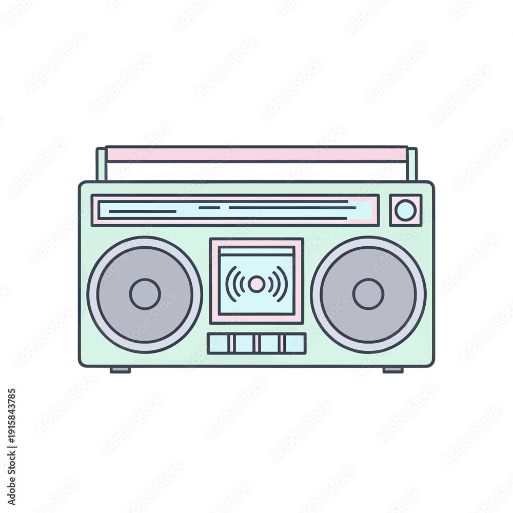 Fototapeta premium Retro Boombox Audio Player Vector Icon