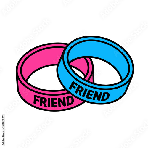 Pink And Blue Friend Wristbands Vector Icon
