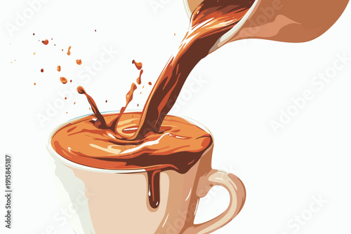 Close-Up of Freshly Brewed Coffee Pouring into a Cup isolated