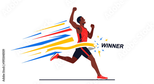 Triumphant Male Runner Celebrating Victory.