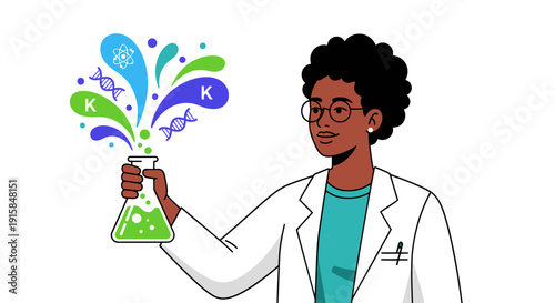 Scientist Holding Erlenmeyer Flask with Bubbles.