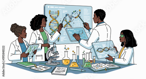Scientists Collaborating in Laboratory Setting.