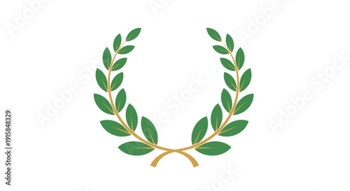 Laurel Wreath Symbol Green Leaves Illustration.