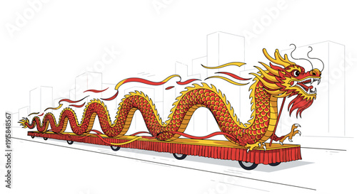 Traditional Chinese Dragon Dance Float Decoration.