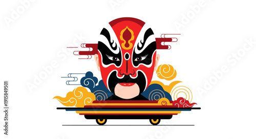 Traditional Chinese Opera Mask on Cart.