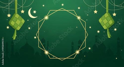 Eid al-Fitr Greetings with Aesthetic Green Nuances.