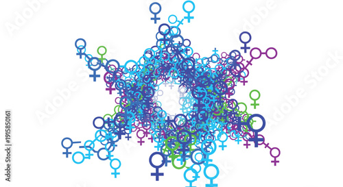 Colorful Gender Symbols in Star Shape.