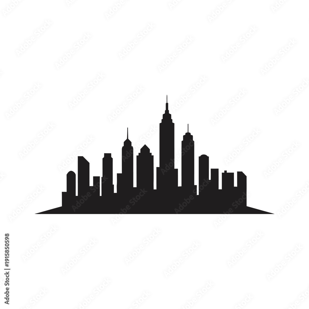 Obraz premium Cityscape Silhouette of Modern Skyscrapers at Dusk