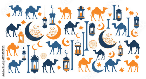 Ramadan themed camel and lantern collection.