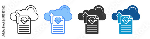 Upload Report Icon Set Multiple Style Collection