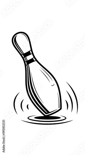 A bowling pin falls down on the lane floor in a bowling alley illustration viewpoint