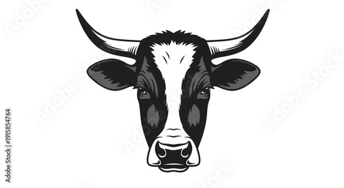 Black and White Cow Head Illustration 2.